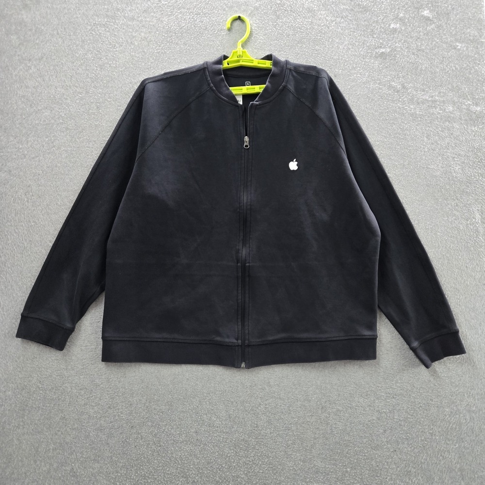 Apple Men Jacket‎ XL Black Embroidered Activewear Zipper Long Sleeve